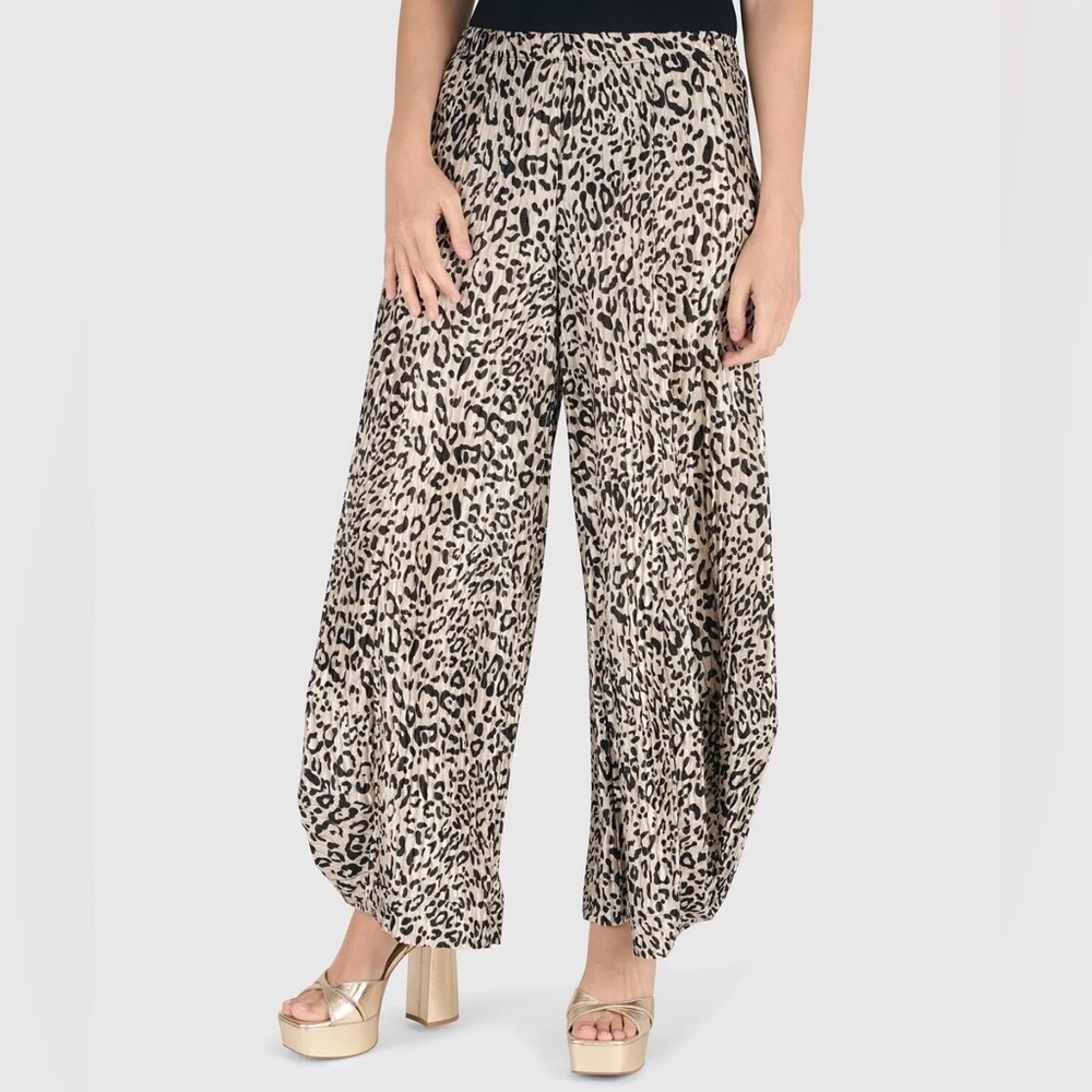 NWT Alembika Eve Punto Pants Leopard Print Wide-Leg Pants